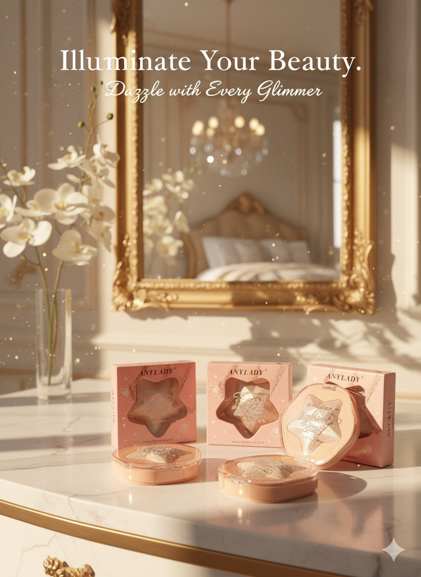Star Design Highlighter Palette – Smooth, Radiant & Buildable Glow Powder for All Skin Tones