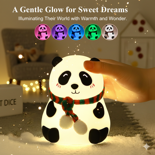 Cute Silicone Panda-Shaped Night Light Lamp – Rechargeable LED Color Changing Bedside Lamp