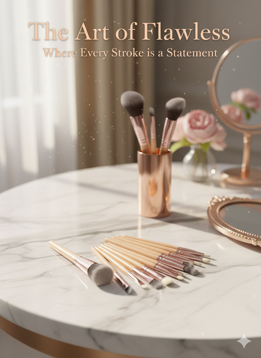 12 Pcs Premium Makeup Brush Set – Professional Soft Bristles for Face, Eyes, Lips & Blending, Multi-Purpose Beauty Tools