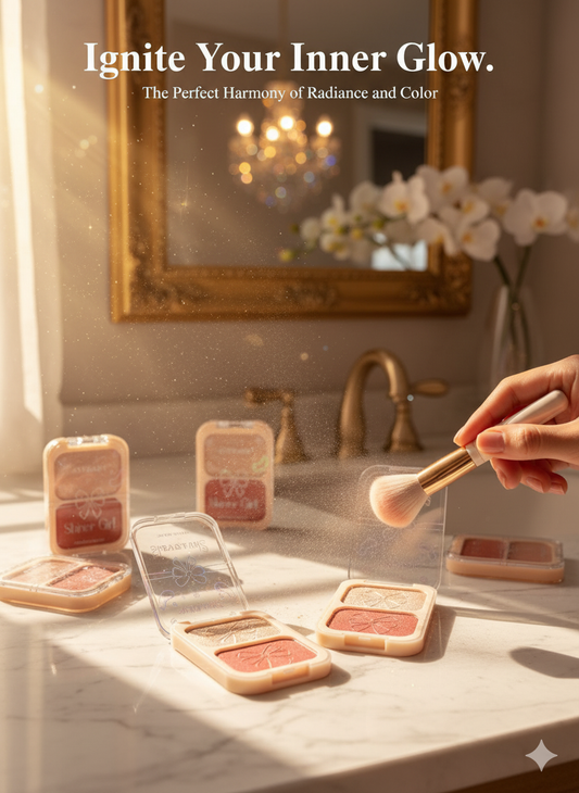 Premium 2-in-1 Highlighter & Blusher – Dual-Effect Makeup Palette for Radiant Glow, Natural Flush, Long-Lasting, Lightweight, Blendable Formula for All Skin Tones