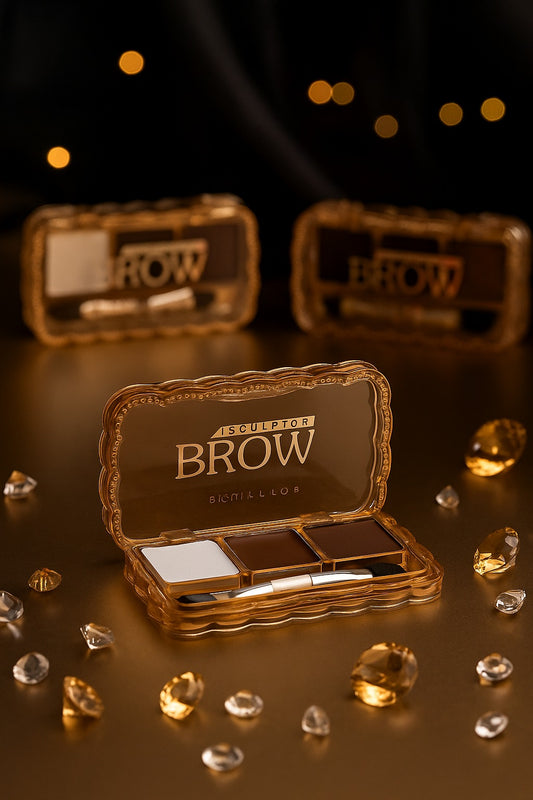 Brow Sculptor Kit – Eyebrow Powder & Wax Palette with Brush | Long-Lasting, Smudge-Proof Eyebrow Makeup